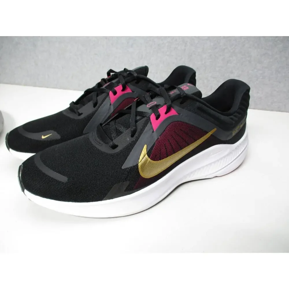 Nike Quest 5 Running Shoes Black Gold Pink Mens Sz 10.5 Womens Sz 12
